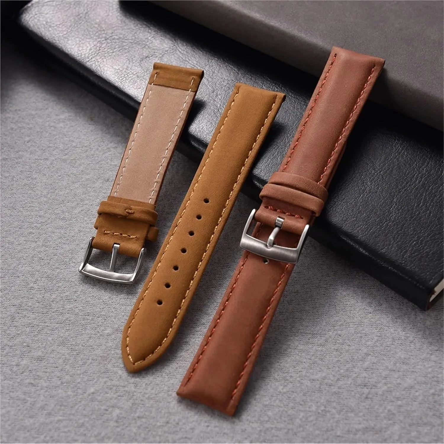 Watch Band Wristband Leather Watch Band flap amass aphid gravel 20mm 22mm Vintage 