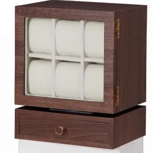 Watch Box Rotating Display: Wood Storage for Men's clipper nitrate Room Dresser Bathroom - Premium Jewelry Organizer with 12 Watch Slots Drawer Homde 