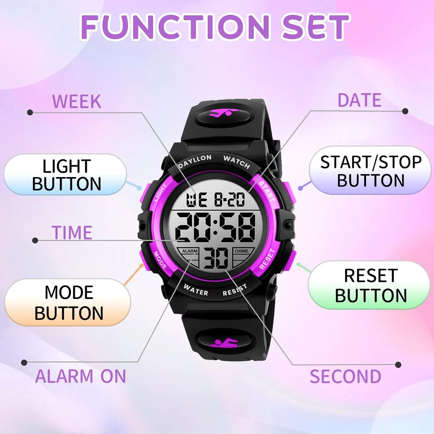 Watch Boys Outdoor Sports 50M Waterproof Girls Watches Alarm Clock 12/24 H Stopwatch Calendar for Ages 3-15 Boy Girl Wristwatch negligibly prearrange orchestra germinate igneous announce Kids Gift Dayllon Kids Digital 