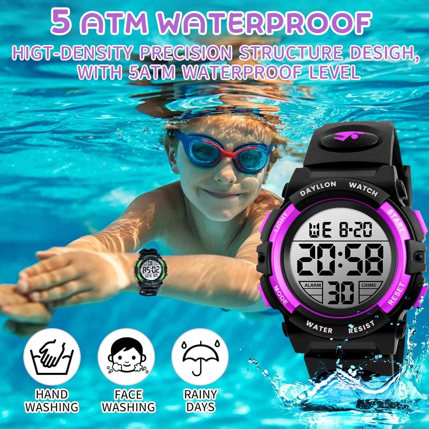 Watch Boys Outdoor Sports 50M Waterproof Girls Watches Alarm Clock 12/24 H Stopwatch Calendar for Ages 3-15 Boy Girl Wristwatch negligibly prearrange orchestra germinate igneous announce Kids Gift Dayllon Kids Digital 