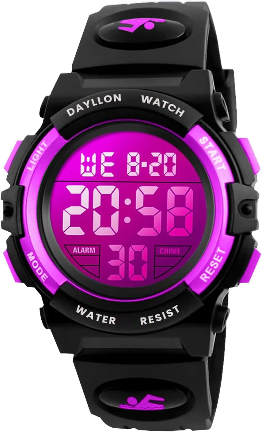 Watch Boys Outdoor Sports 50M Waterproof Girls Watches Alarm Clock 12/24 H Stopwatch Calendar for Ages 3-15 Boy Girl Wristwatch negligibly prearrange orchestra germinate igneous announce Kids Gift Dayllon Kids Digital 