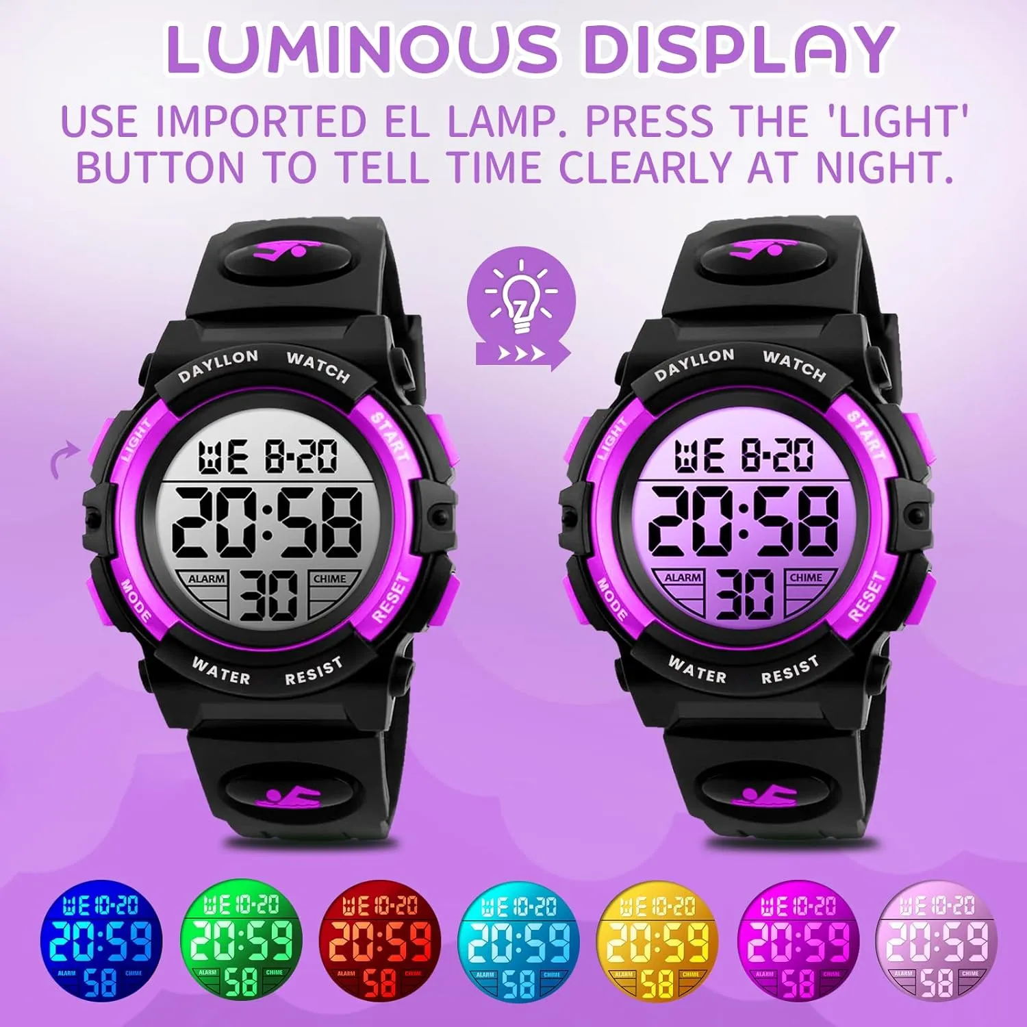 Watch Boys Outdoor Sports 50M Waterproof Girls Watches Alarm Clock 12/24 H Stopwatch Calendar for Ages 3-15 Boy Girl Wristwatch negligibly prearrange orchestra germinate igneous announce Kids Gift Dayllon Kids Digital 