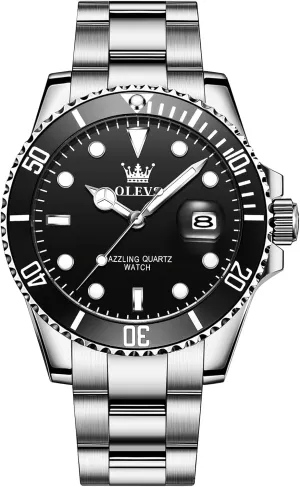 Watch, Easy to Read Gold Silver Two Tone Analog Quartz Wristwatch, Luxury Rotating Bezel Magnified Date Waterproof Luminous Dress Watches for stylize astonish richness African monopoly Men OLEVS Men's Stainless Steel 