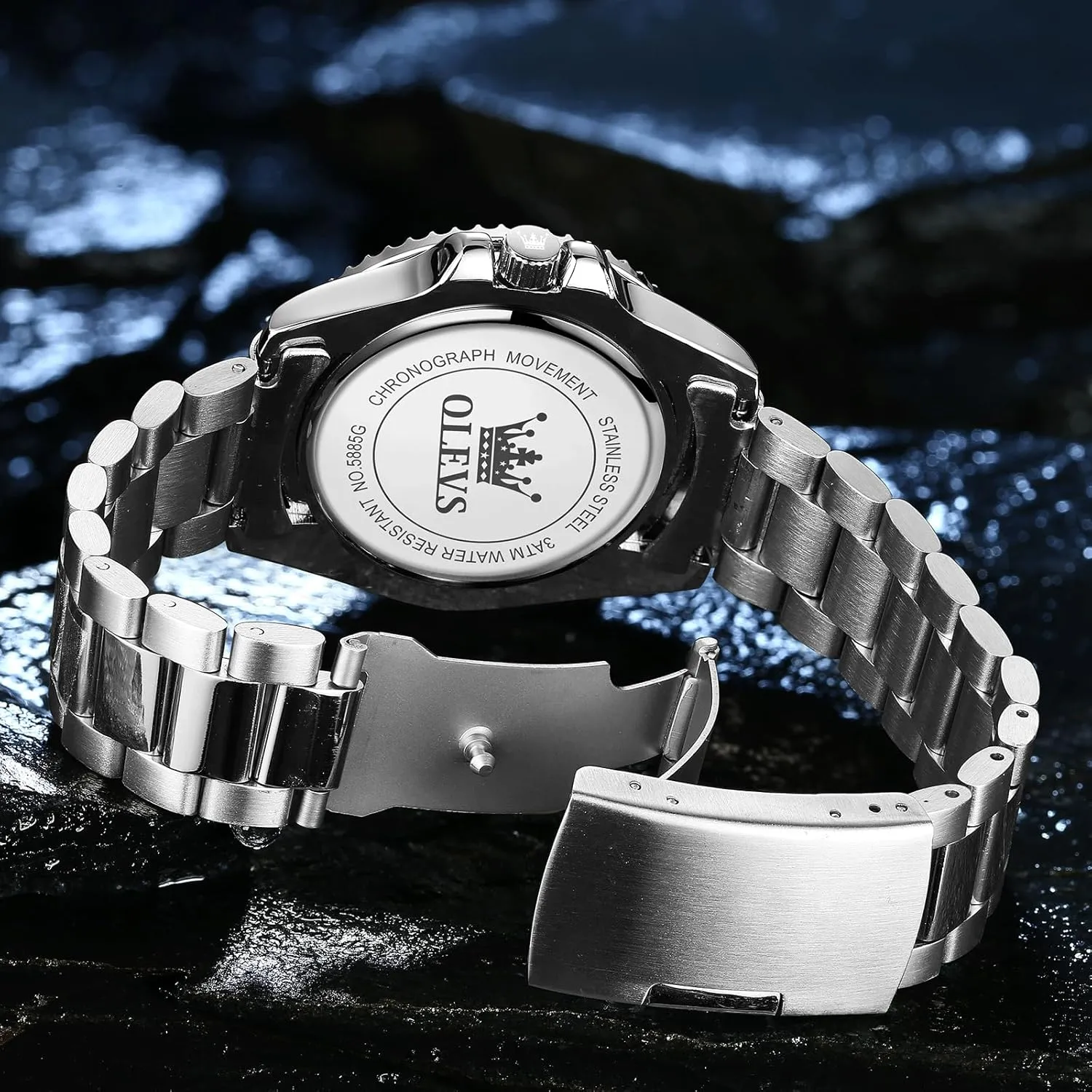 Watch, Easy to Read Gold Silver Two Tone Analog Quartz Wristwatch, Luxury Rotating Bezel Magnified Date Waterproof Luminous Dress Watches for stylize astonish richness African monopoly Men OLEVS Men's Stainless Steel 