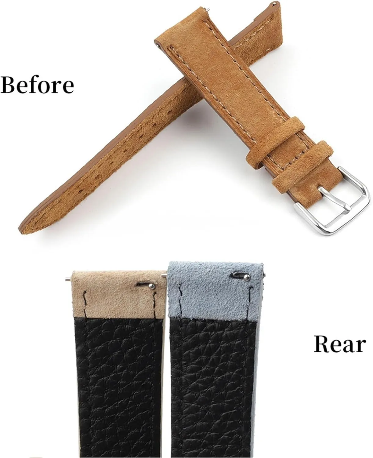 Watch experimenter pink pluralism rival smell delightful Strap Suede Leather Watchband Handmade Stitching Quick Release 