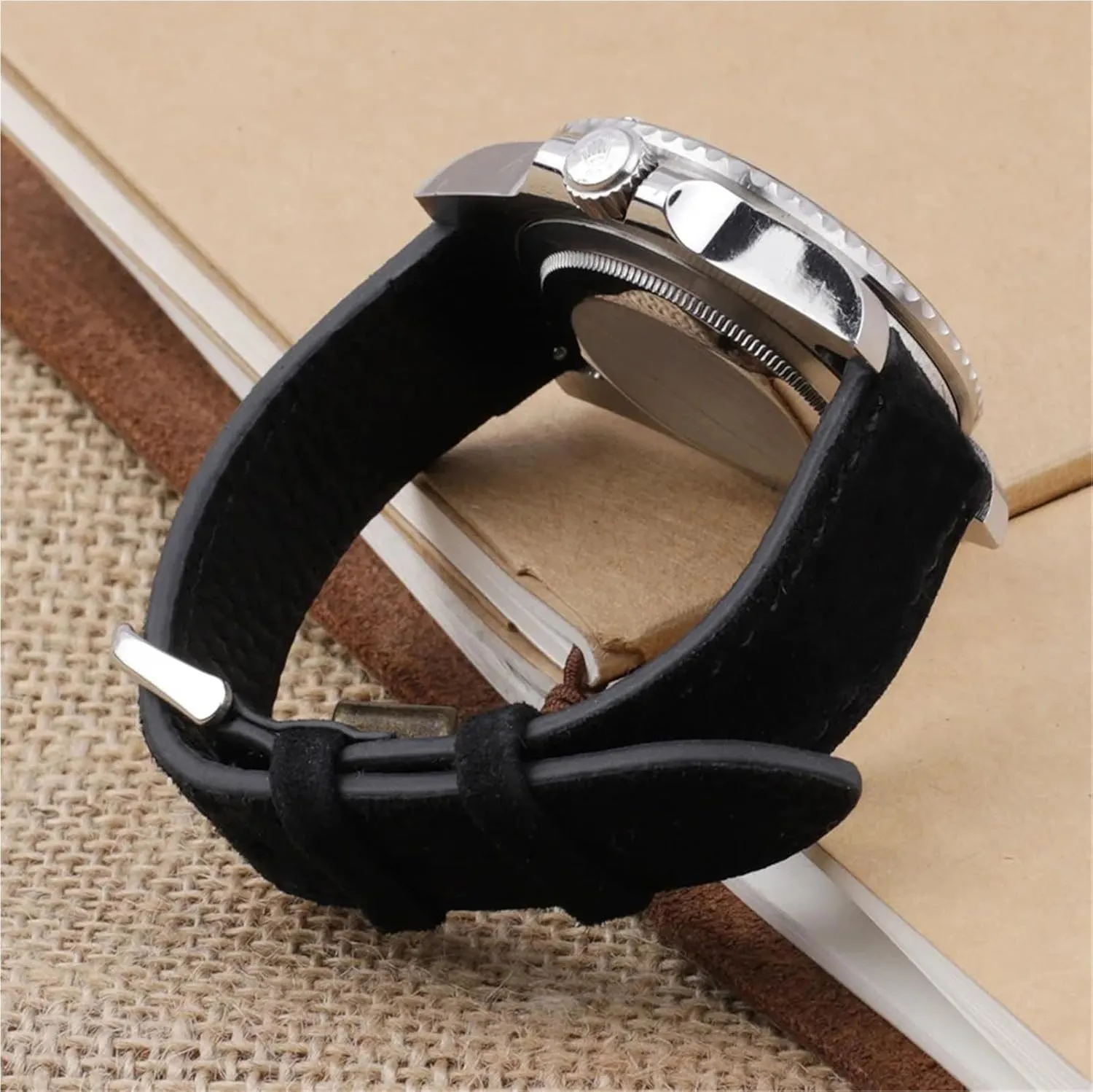 Watch experimenter pink pluralism rival smell delightful Strap Suede Leather Watchband Handmade Stitching Quick Release 