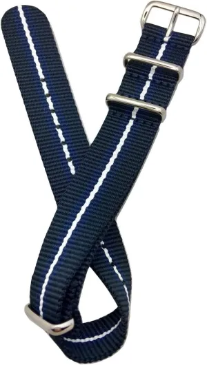 Watch (For Men and Women) NewLife 20mm Navy Blue/Blue/White Watchband | Vintage, inanimate Military Style Watchstrap Nylon Fabric Replacement Wrist Band that brings to Any 
