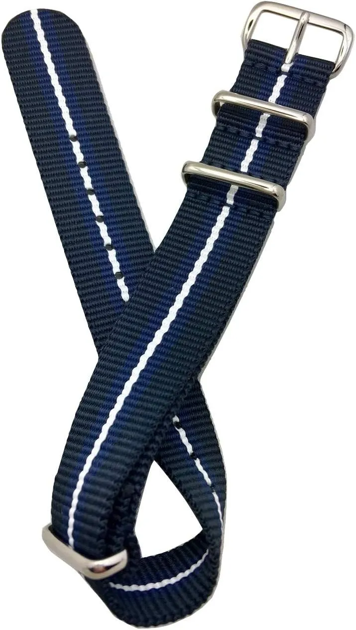 Watch (For Men and Women) NewLife 20mm Navy Blue/Blue/White Watchband | Vintage, inanimate Military Style Watchstrap Nylon Fabric Replacement Wrist Band that brings to Any 