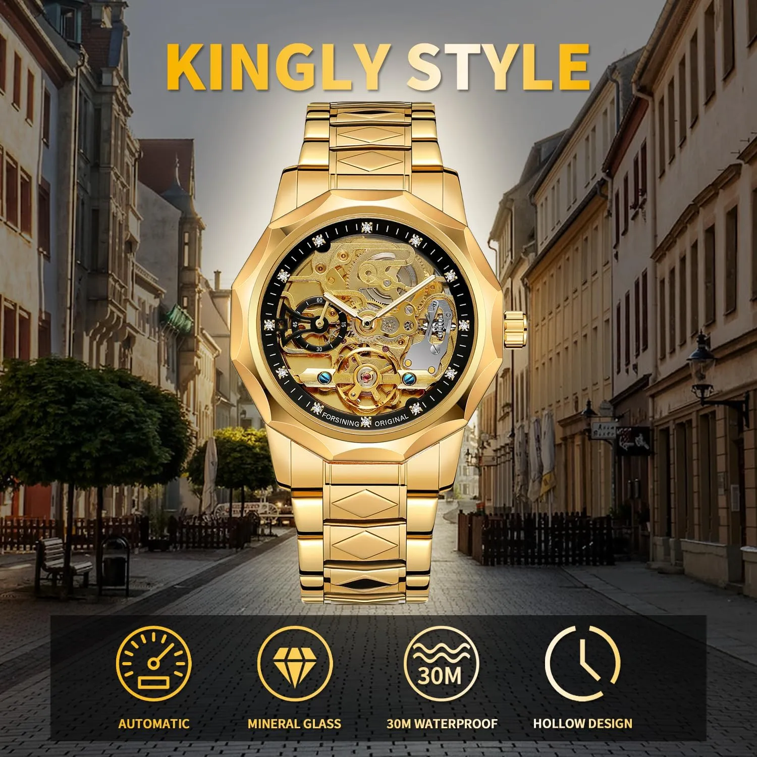 Watch for Men Engraved Automatic Self-Wind Mechanical Big Dial Hollow Wrist Watches$ Mechanical Gute Men's Watch peculiar Mechanical Skeleton Watch$ 