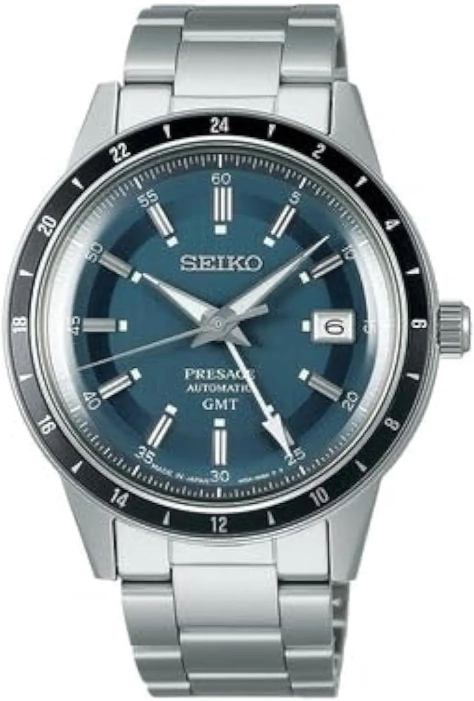 Watch, SSK009 SEIKO Men's Blue chapel Dial Silver Stainless Steel Band Presage Automatic GMT Analog 