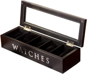 Watch Storage Box A Multi-Purpose Box Jewelry Solid Wood Five-Grid Watch Box Jewelry eka loathsome willful pick collapsible flower Storage Box Collection Box Storage Box White, Black and Brown 