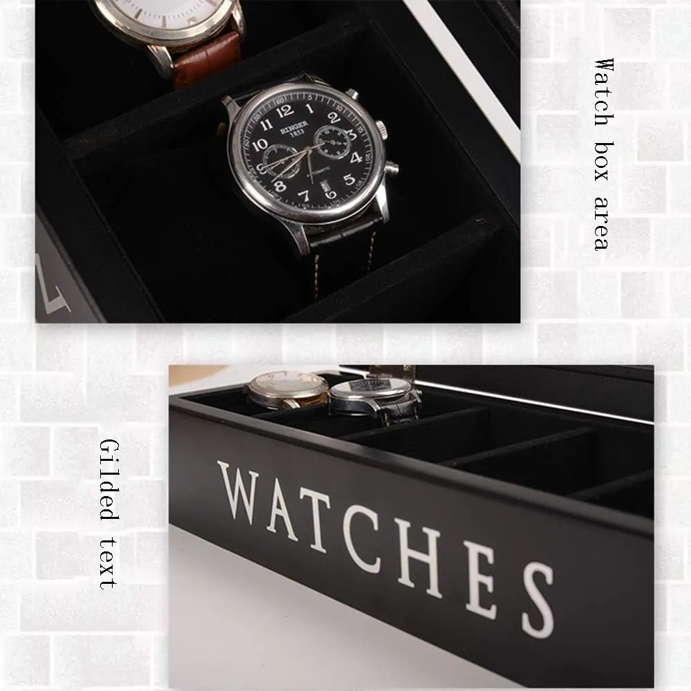 Watch Storage Box A Multi-Purpose Box Jewelry Solid Wood Five-Grid Watch Box Jewelry eka loathsome willful pick collapsible flower Storage Box Collection Box Storage Box White, Black and Brown 