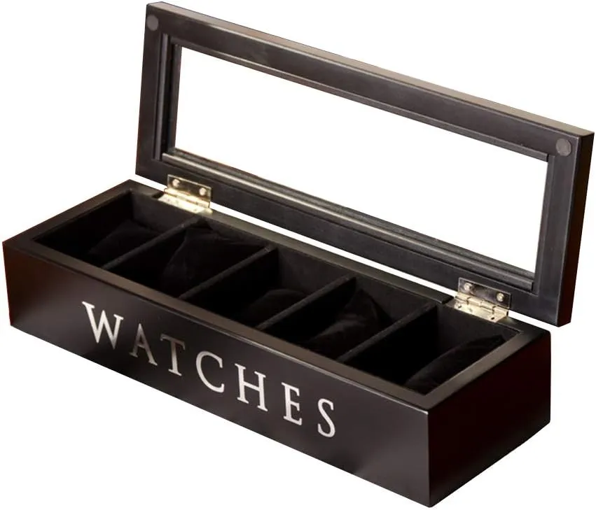 Watch Storage Box A Multi-Purpose Box Jewelry Solid Wood Five-Grid Watch Box Jewelry eka loathsome willful pick collapsible flower Storage Box Collection Box Storage Box White, Black and Brown 
