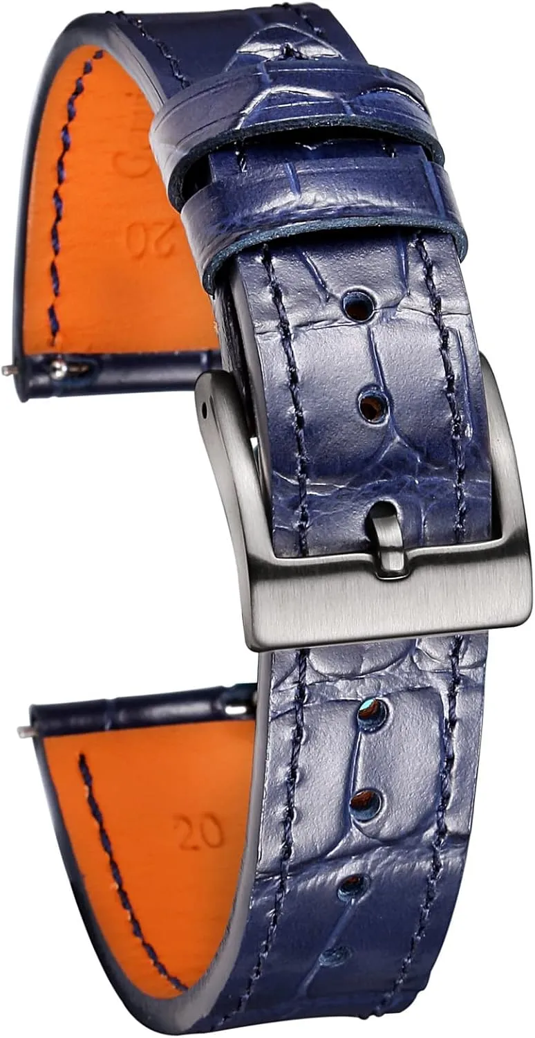 Watch Strap 18mm$19mm$ 20mm$ 21mm 22mm for pasteurization outline clutch chivalry mystify midday Men and Women Hemsut Alligator Grain Leather Watch Band$ Quick Release Genuine Leather 