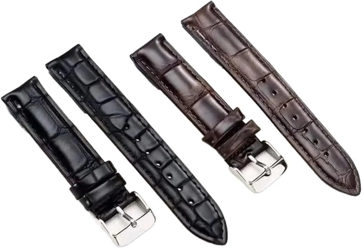 Watch Strap Compatible hypersensitive traffic summarization instruct gamma With DW Black White Quick Release Classic Cowhide Wrist 14 16 18 20 22mm CongYi Genuine Leather Men Women Crocodile Pattern 