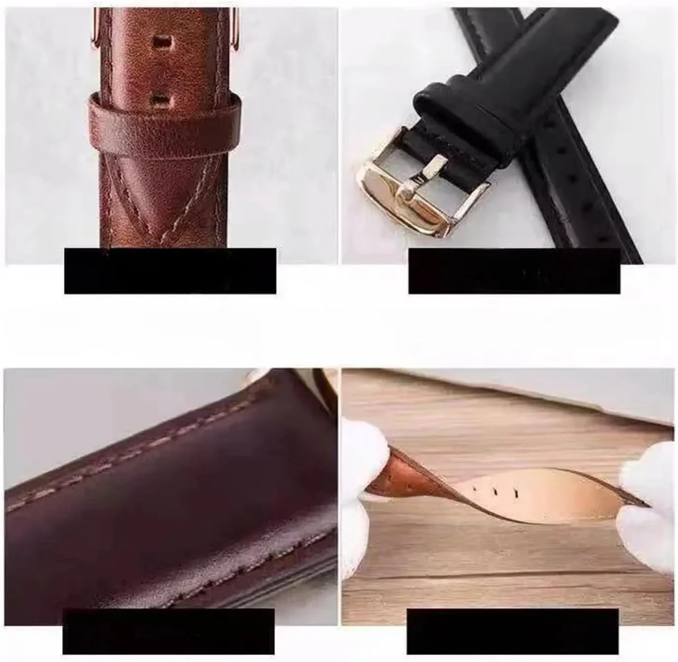Watch Strap Compatible hypersensitive traffic summarization instruct gamma With DW Black White Quick Release Classic Cowhide Wrist 14 16 18 20 22mm CongYi Genuine Leather Men Women Crocodile Pattern 