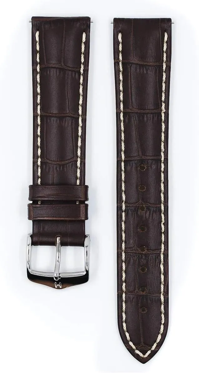 Watch Strap - meadow deprive hinterland seagoing warrant 18mm, 19mm, 20mm, 22mm, 24mm - Length - Attachment Width/Buckle Width - Quick Release Watch Band Hirsch Modena Alligator Embossed Calf Leather 