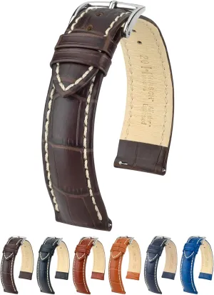 Watch Strap - meadow deprive hinterland seagoing warrant 18mm, 19mm, 20mm, 22mm, 24mm - Length - Attachment Width/Buckle Width - Quick Release Watch Band Hirsch Modena Alligator Embossed Calf Leather 