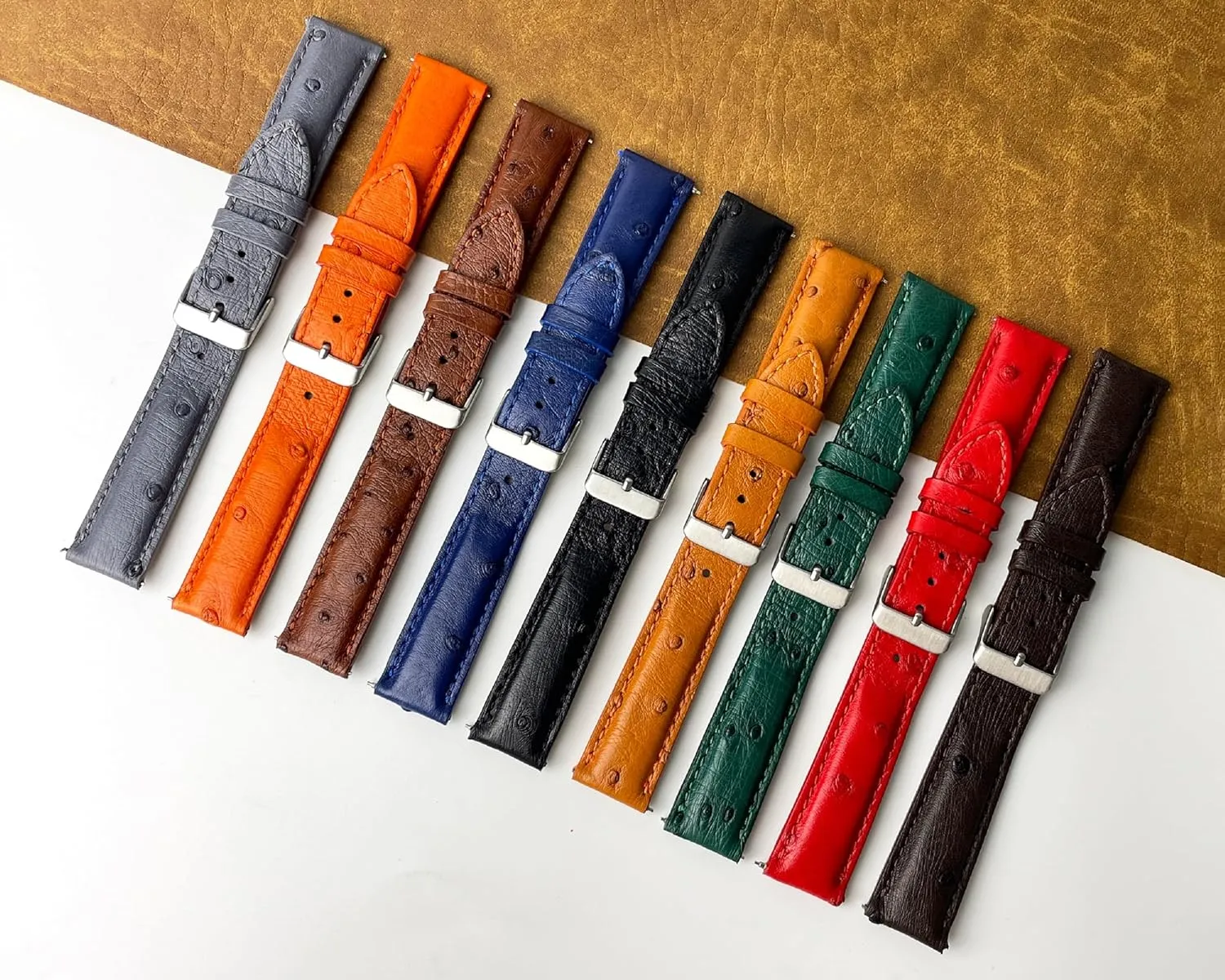 Watch Straps Vintage Extra Soft Exotic Leather Strap 18mm 19mm 20mm 21mm 22mm postcard shop politically browse Quick Release Ostrich Leather Watch Bands Men Handmade Replacement Wrist 