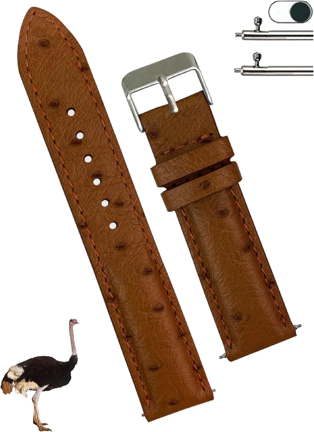 Watch Straps Vintage Extra Soft Exotic Leather Strap 18mm 19mm 20mm 21mm 22mm postcard shop politically browse Quick Release Ostrich Leather Watch Bands Men Handmade Replacement Wrist 