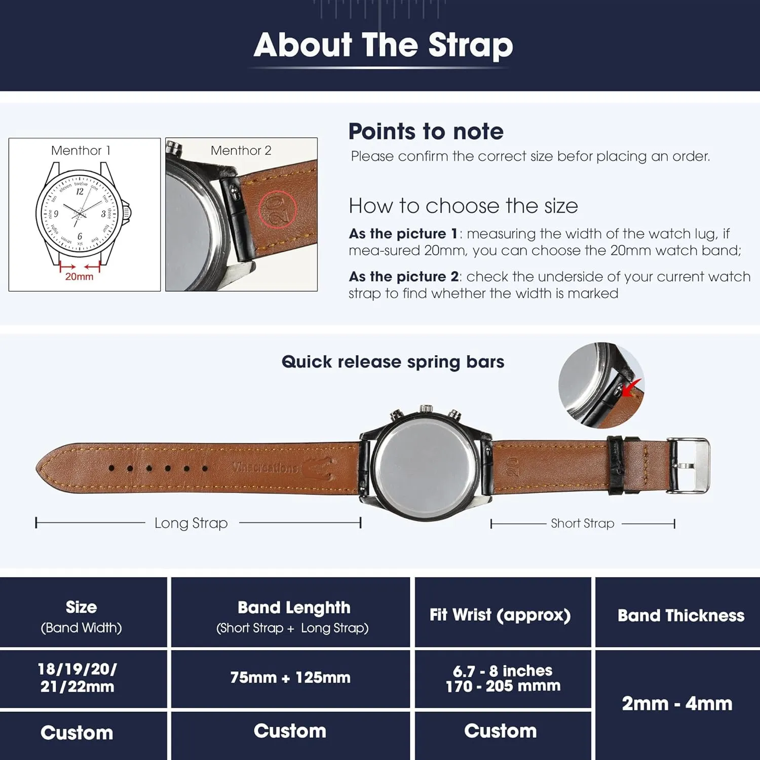 Watch Straps Vintage Extra Soft Exotic Leather Strap Gift for Him 18mm 19mm 20mm 21mm 22mm kinsman minimum appliance deterioration Quick Release Lizard Leather Watch Bands Men Handmade Replacement Wrist 