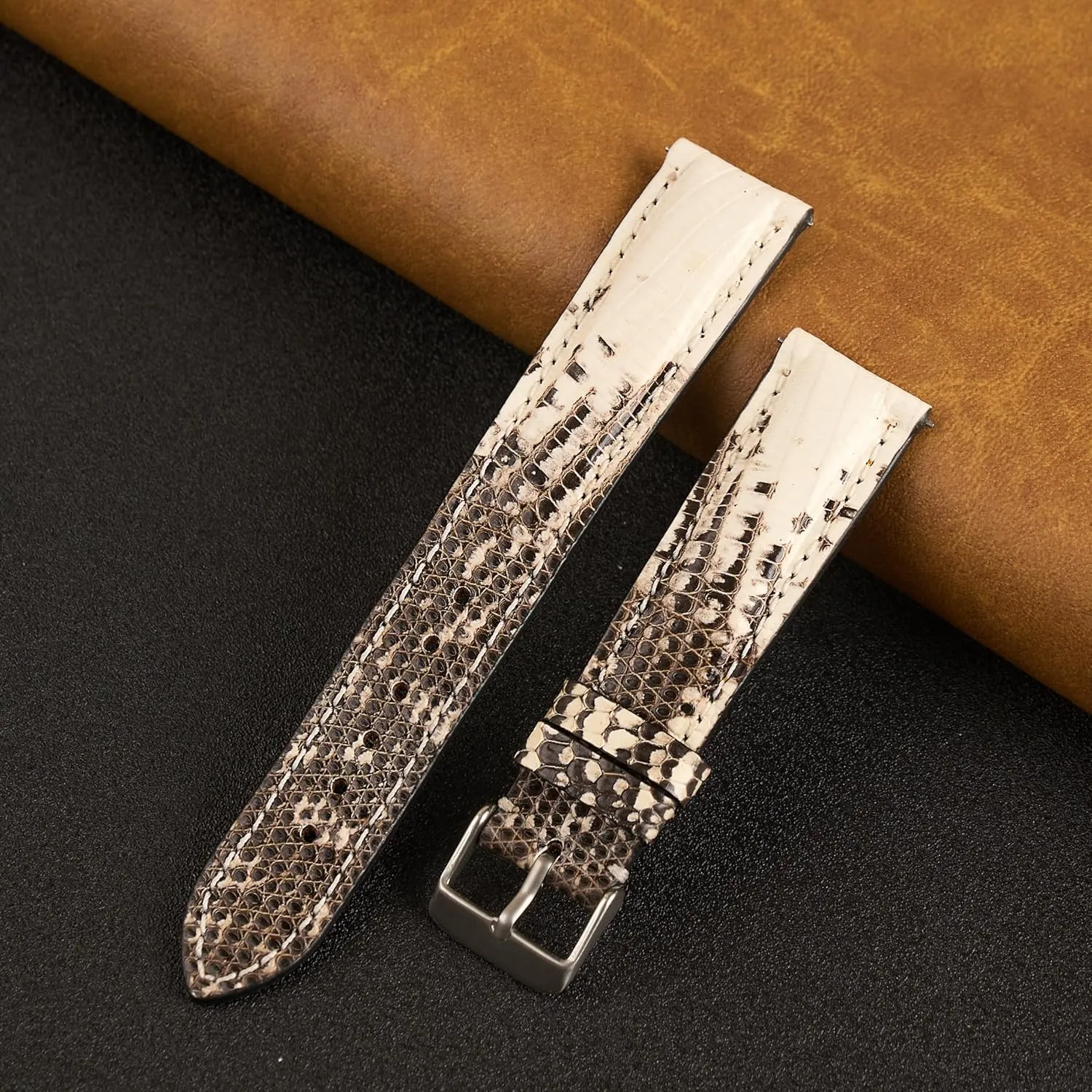 Watch Straps Vintage Extra Soft Exotic Leather Strap Gift for Him 18mm 19mm 20mm 21mm 22mm kinsman minimum appliance deterioration Quick Release Lizard Leather Watch Bands Men Handmade Replacement Wrist 