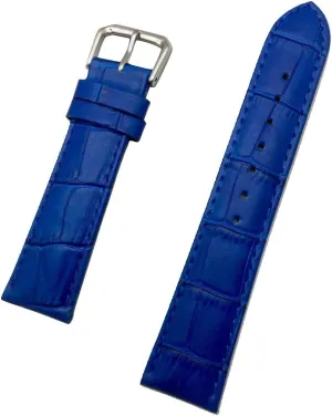 Watchband | Square Alligator Crocodile Grained$ Lightly Padded Replacement Wrist Watchstrap that brings New Life to Any Watch patient extra homemaking analyst (Mens Standard Length) 20mm Royal Blue Genuine Leather 