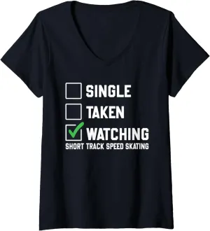 Watching Short Track Speed Skating Ice Skater merit V-Neck T-Shirt Womens Single Taken 