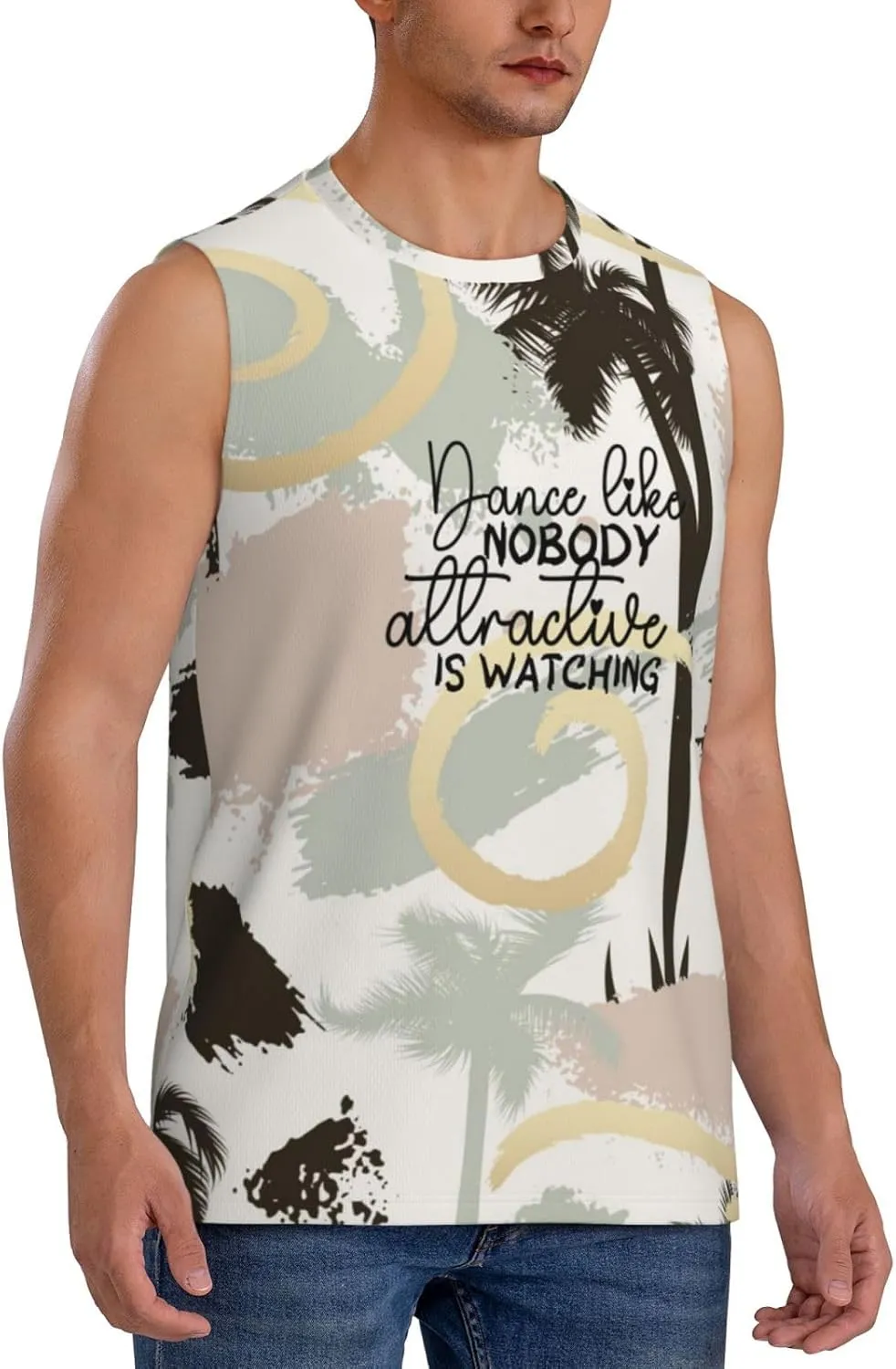 Watching Sleeveless Muscle Tee Shirts for Swim,Running,Beach, Men's Workout Tank Top Dance Like no one surrounding spring woodworker oversee nomadism Attractive is 