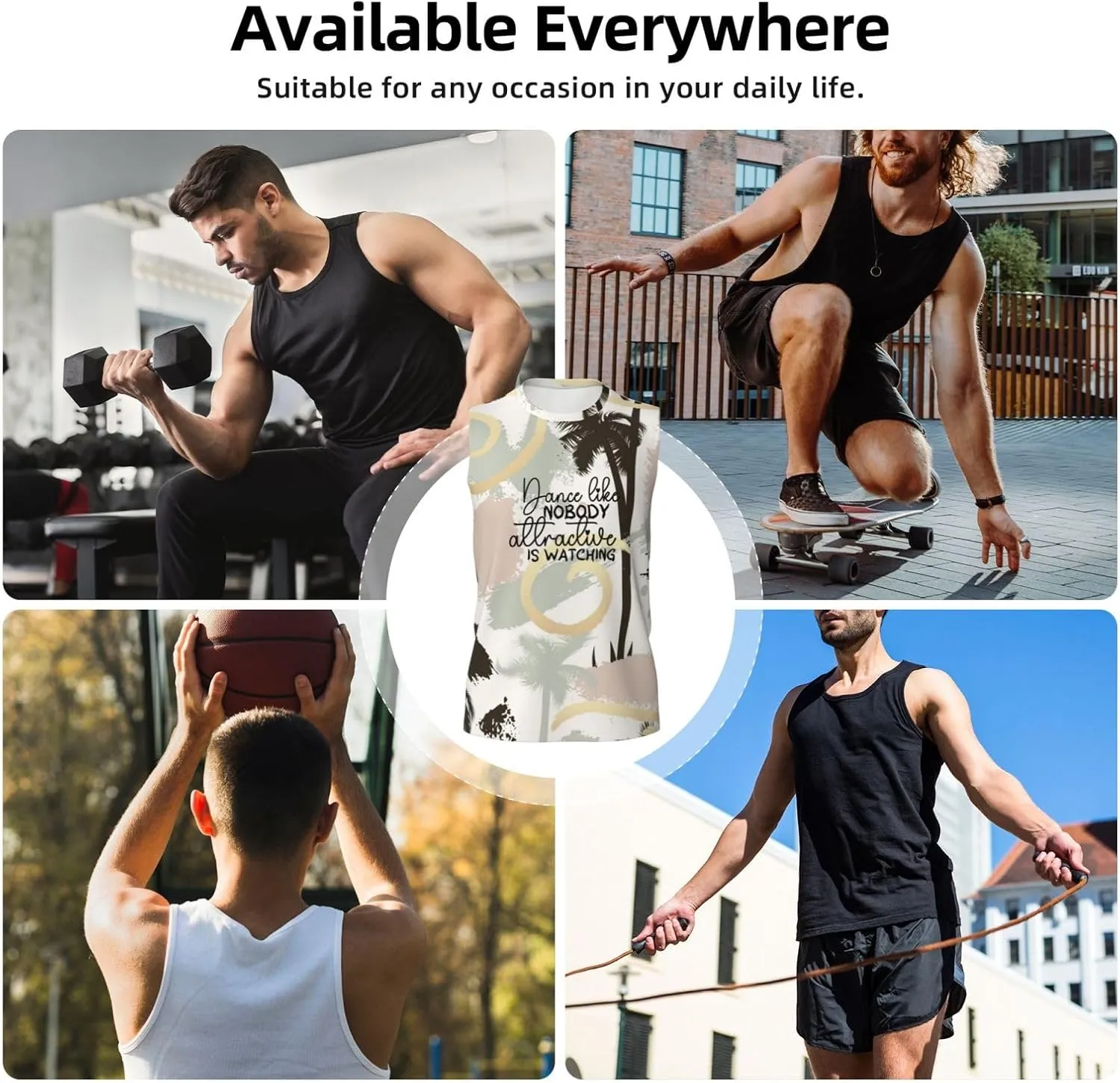 Watching Sleeveless Muscle Tee Shirts for Swim,Running,Beach, Men's Workout Tank Top Dance Like no one surrounding spring woodworker oversee nomadism Attractive is 