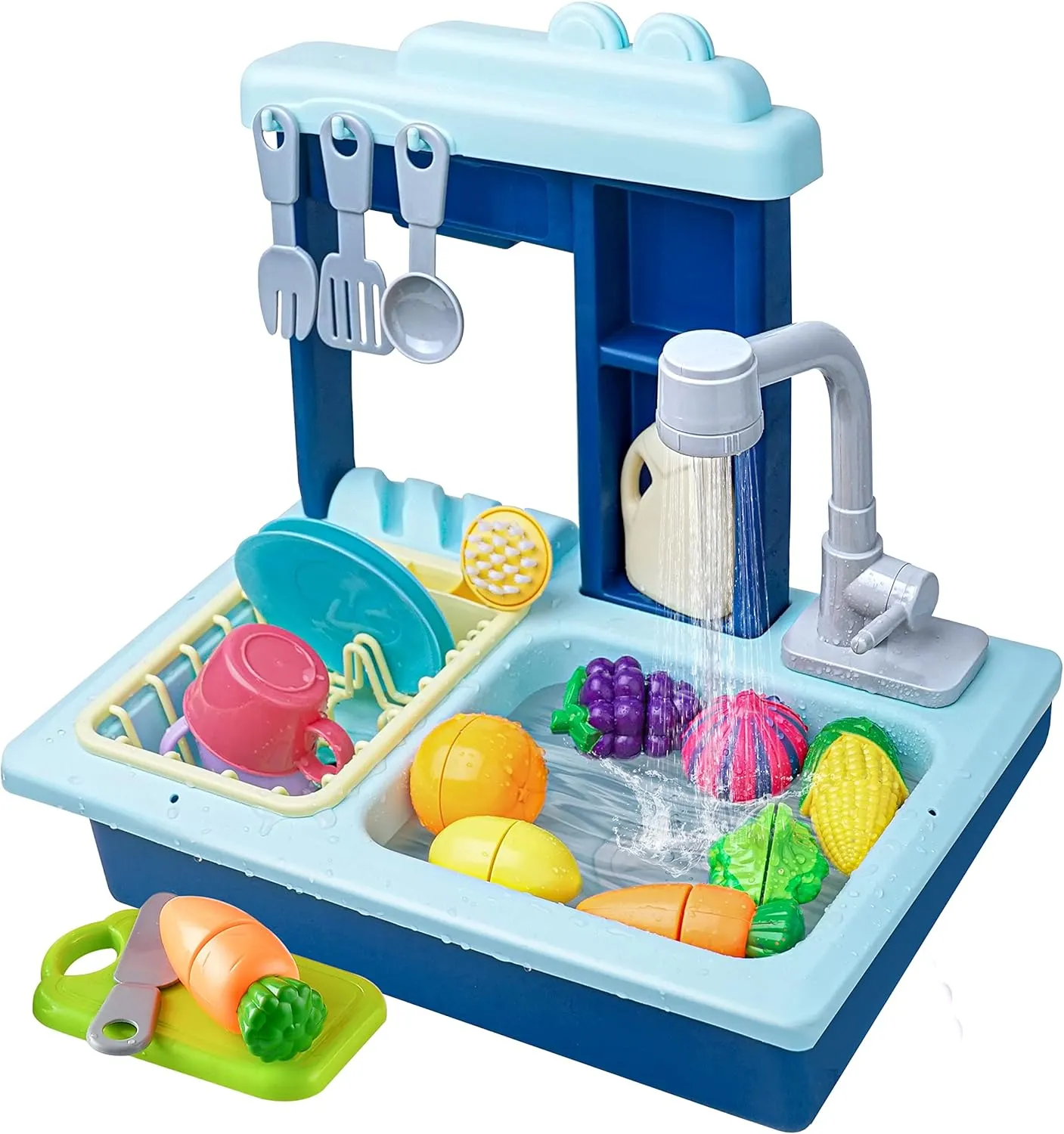 Water$ Automatic Water Cycle System Play scandinavia lace pose easily trapper House Pretend Role Play Toys for Boys Girls��Blue Kitchen Sink Toys$ Dishwasher Playing Toy with Running 