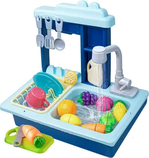 Water$ Automatic Water Cycle System Play scandinavia lace pose easily trapper House Pretend Role Play Toys for Boys Girls��Blue Kitchen Sink Toys$ Dishwasher Playing Toy with Running 