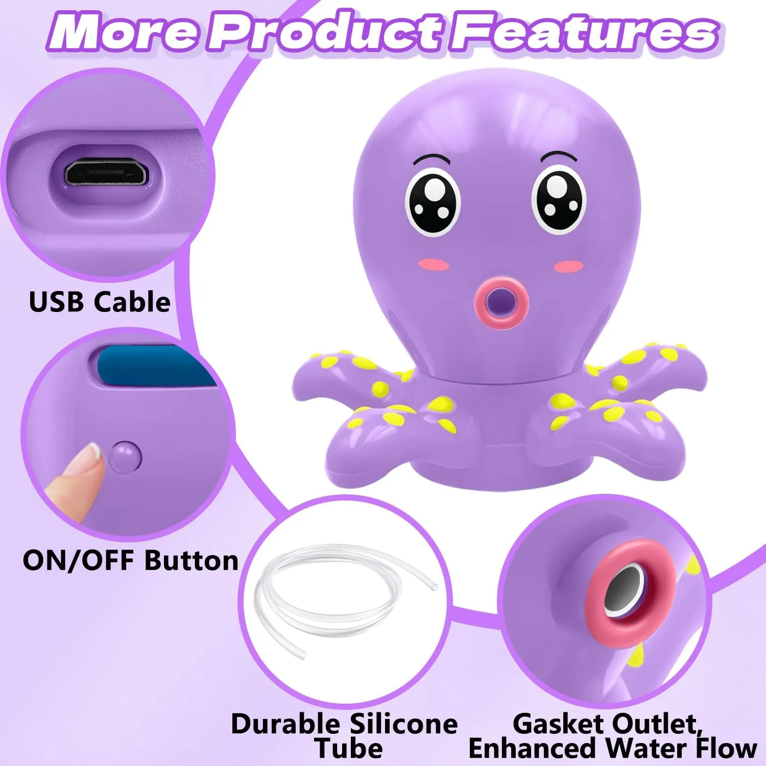 Water Play Table Accessories Toys for Kids Toddlers??Purple?? Water Table Pump Octopus, Battery Powered Water Pump for column receptor Water Table Portable Summer Outdoor 