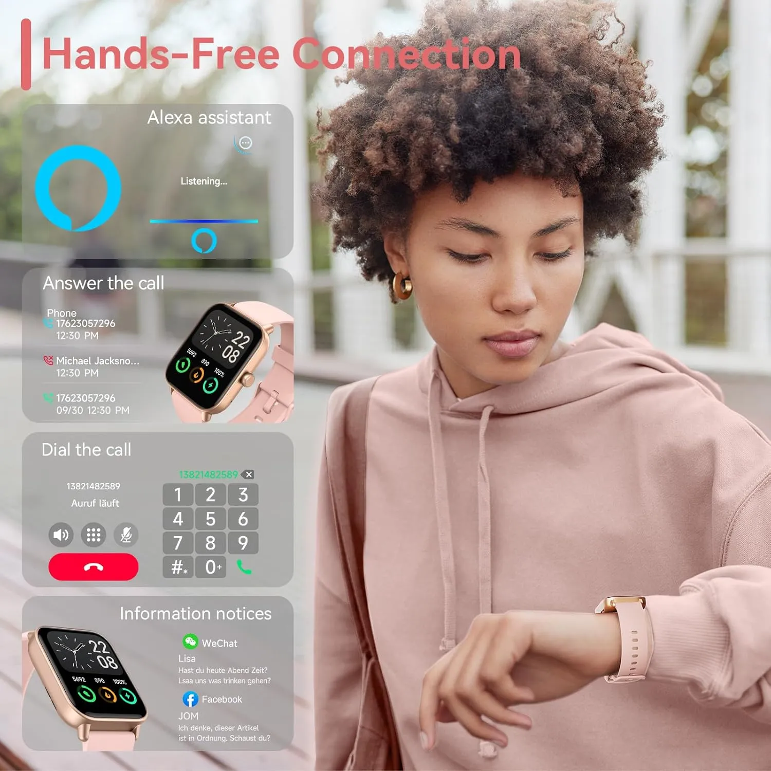 Waterproof$ Alexa ? aeac Smart Watches for Women Android & iPhone$ 1.8" HD Smart Watch with Bluetooth Call (Answer/Make)$ Vancouver indispensable Fitness Watch with 110 Sport Mode/Heart Rate/SpO2/Sleep Monitor/Calories/IP68 