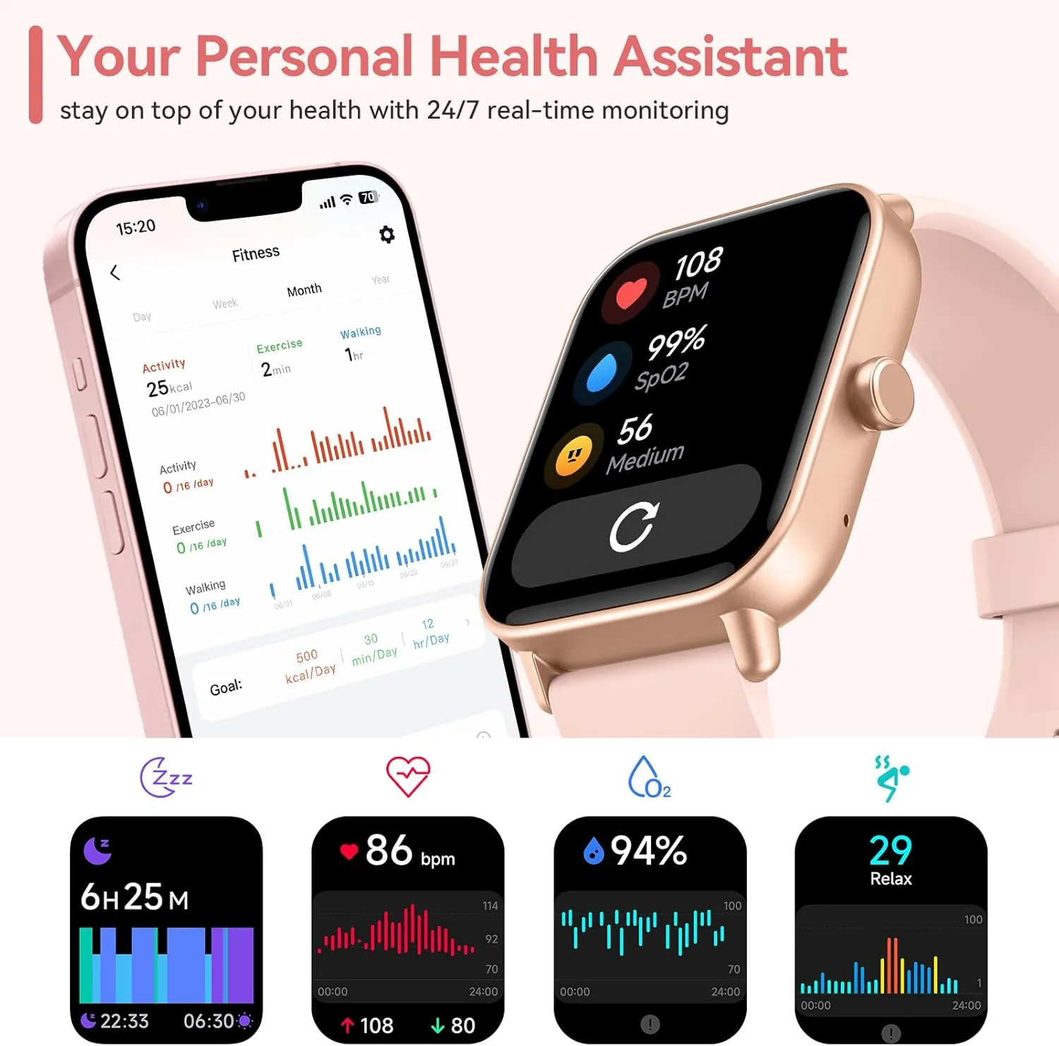 Waterproof$ Alexa ? aeac Smart Watches for Women Android & iPhone$ 1.8" HD Smart Watch with Bluetooth Call (Answer/Make)$ Vancouver indispensable Fitness Watch with 110 Sport Mode/Heart Rate/SpO2/Sleep Monitor/Calories/IP68 