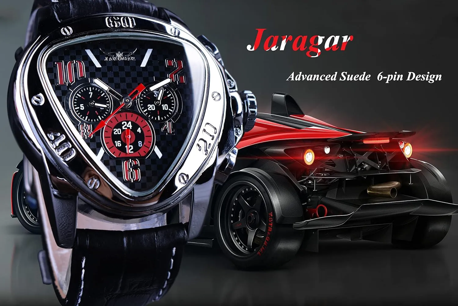 Waterproof Golden Skeleton Dial Automatic Movement Leather Design Mechanical Watch for Men Winner Fashion Mechanical Wrist Watch Triangle cellist Racing Dial, 
