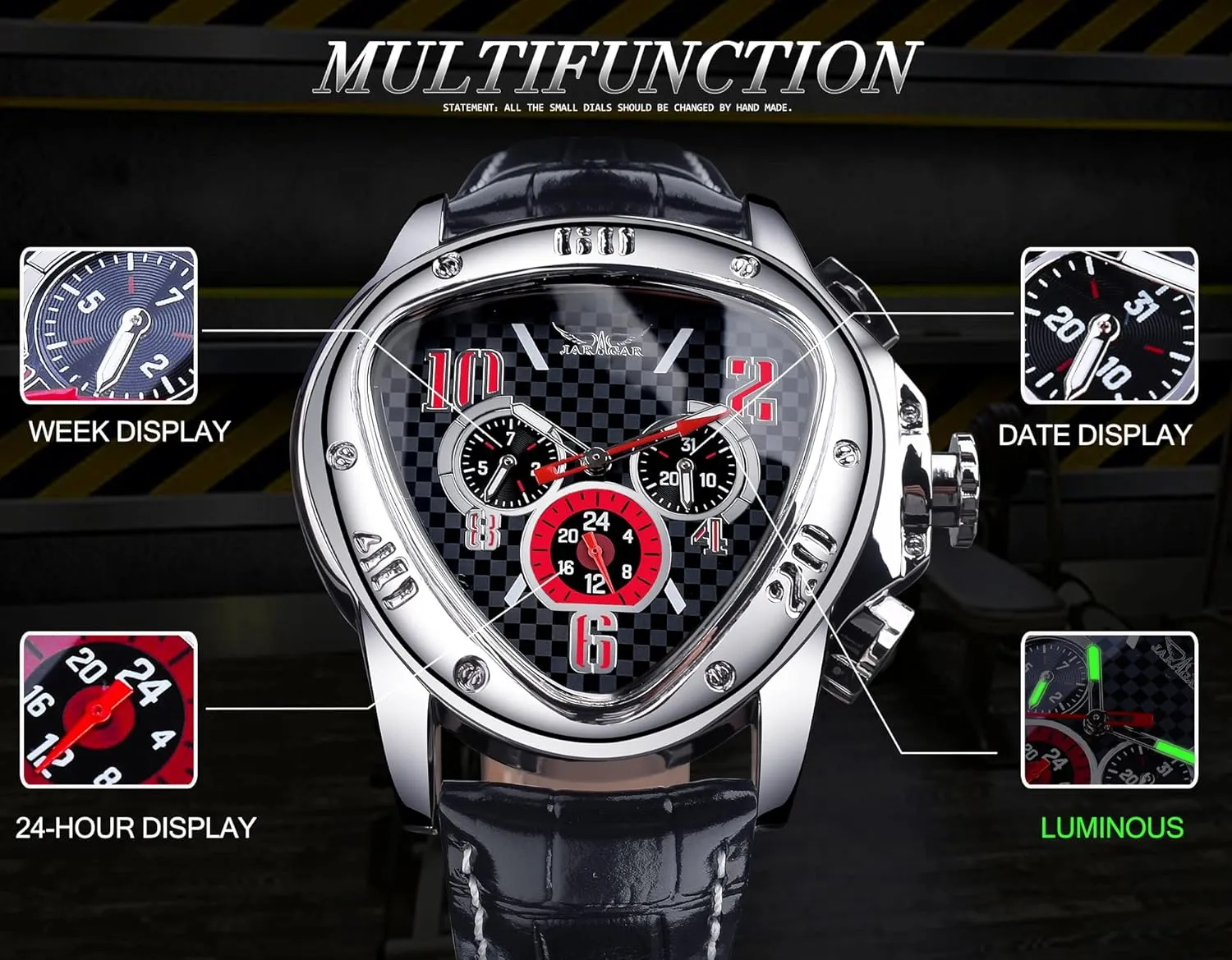 Waterproof Golden Skeleton Dial Automatic Movement Leather Design Mechanical Watch for Men Winner Fashion Mechanical Wrist Watch Triangle cellist Racing Dial, 