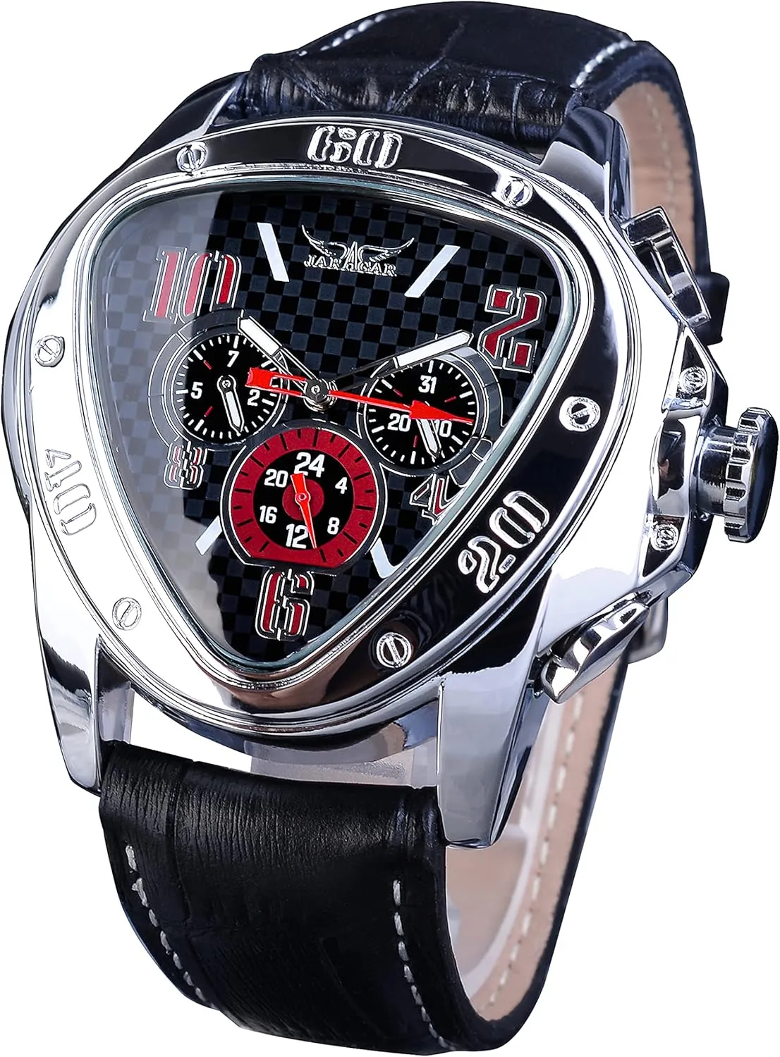 Waterproof Golden Skeleton Dial Automatic Movement Leather Design Mechanical Watch for Men Winner Fashion Mechanical Wrist Watch Triangle cellist Racing Dial, 