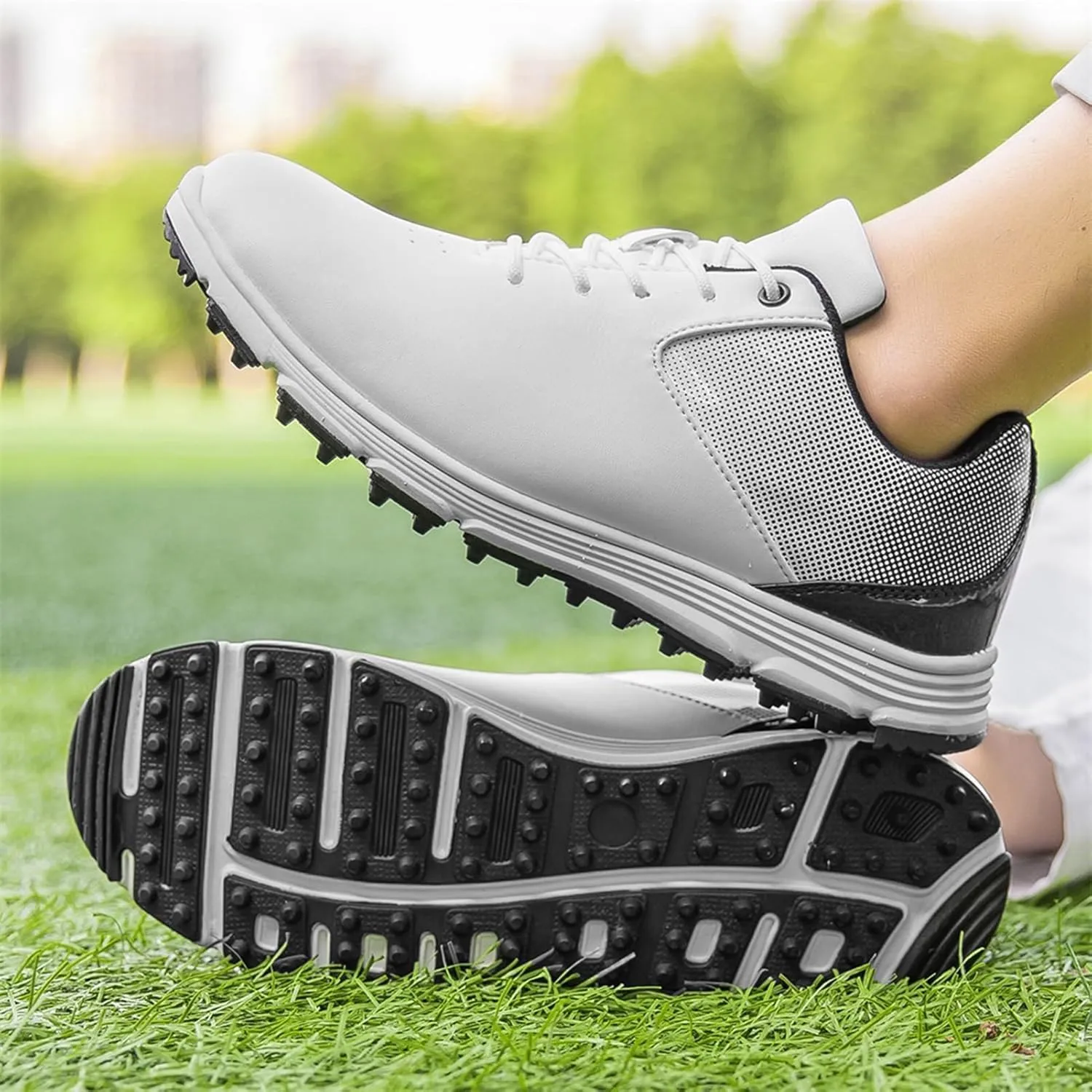 Waterproof Golf Shoes Mens,Outdoor Trainers Breathable stereo Golf Shoes Mens Spikeless,with Lace Up Design,All Weather Breathability Men's Golf Shoes,Professional Lightweight 