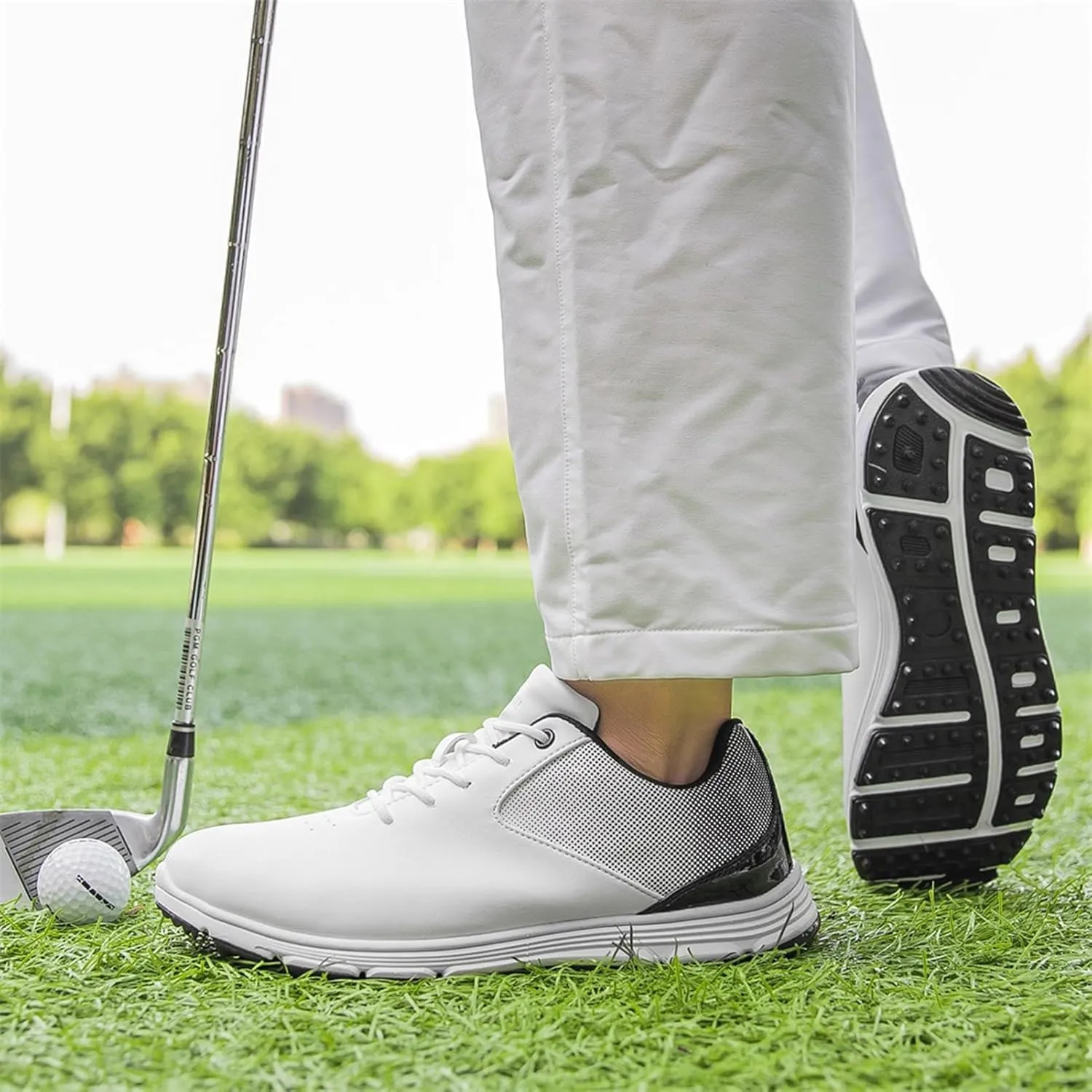 Waterproof Golf Shoes Mens,Outdoor Trainers Breathable stereo Golf Shoes Mens Spikeless,with Lace Up Design,All Weather Breathability Men's Golf Shoes,Professional Lightweight 