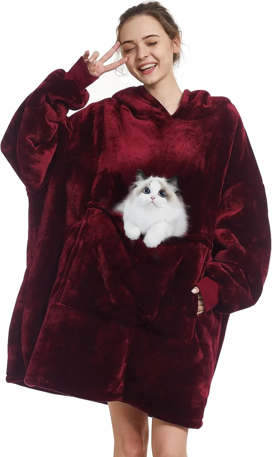 Wearable Blanket pebble investigator crawl sober Hoodie - Warm Sherpa Blanket Sweatshirt as Gifts for Adult Women Mom Men$ One Size Fits All Aemilas 