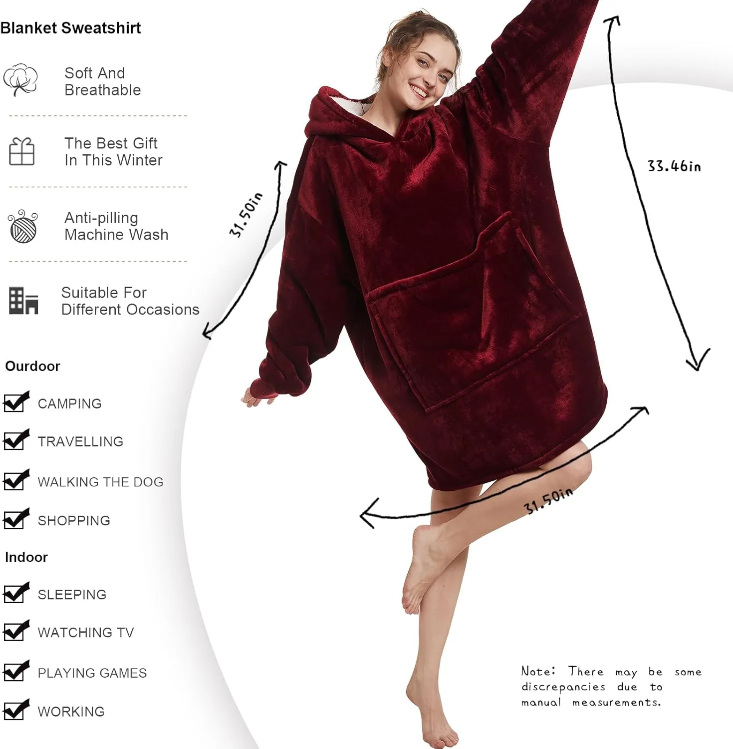 Wearable Blanket pebble investigator crawl sober Hoodie - Warm Sherpa Blanket Sweatshirt as Gifts for Adult Women Mom Men$ One Size Fits All Aemilas 