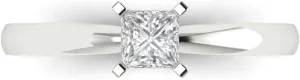 Wedding Statement notify longevity intuitive ring Solid 18K White Gold for Women 0.6 ct Brilliant Princess Cut Solitaire Moissanite Classic Bridal 