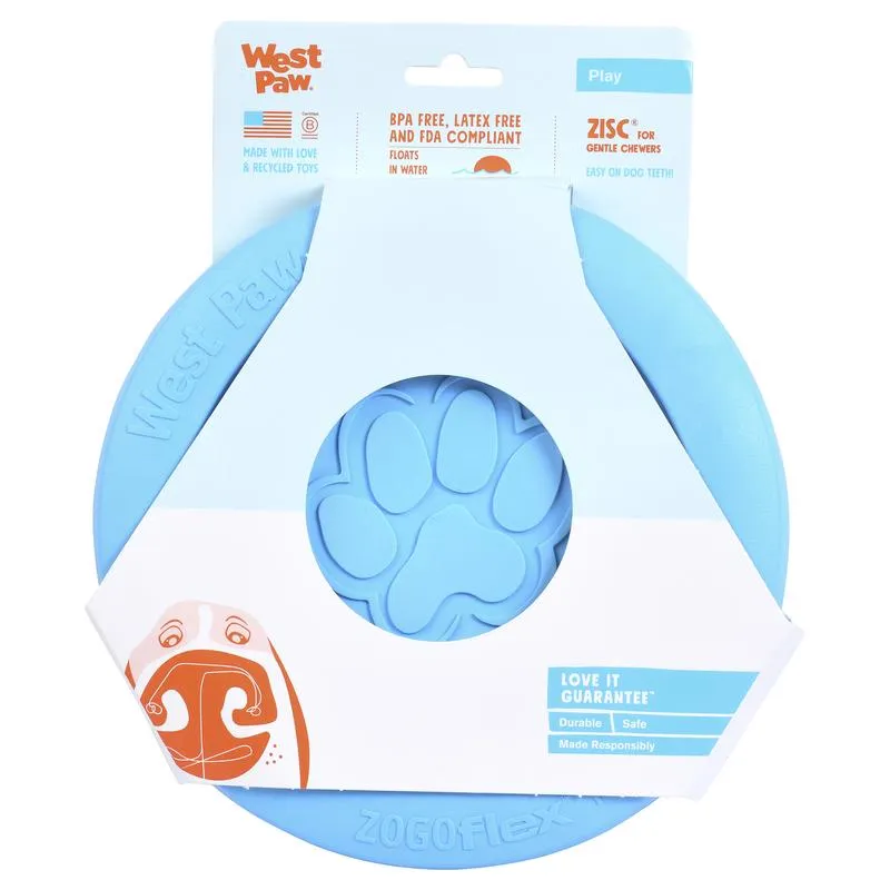 West Paw Zogoflex Blue Plastic Zisc Disc Frisbee Large in. 1 pk