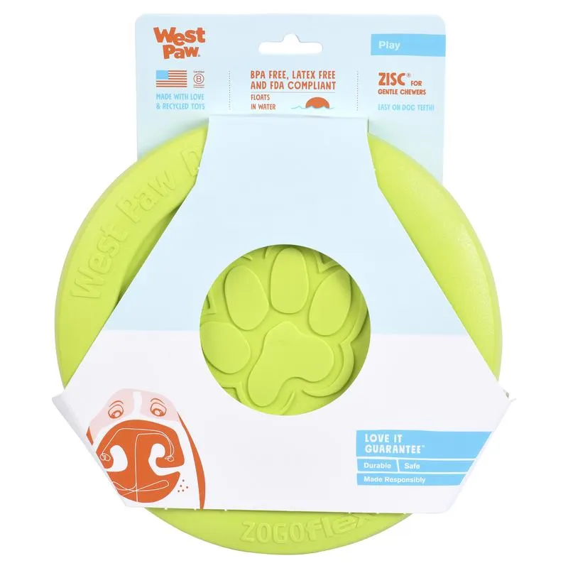 West Paw Zogoflex Green Plastic Zisc Disc Frisbee Large in. 1 pk