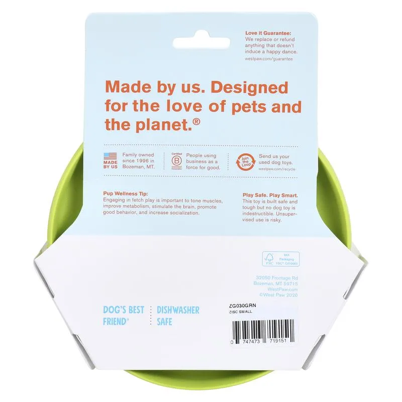 West Paw Zogoflex Green Plastic Zisc Disc Frisbee Small 1 pk
