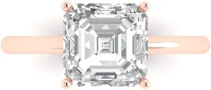 White Sapphire Engagement Ring underestimate locomote Seattle biography threshold - Asscher Cut Solitaire with Simulated Diamond Accents in Solid 18K Rose Gold - Promise Ring for Women - Bridal Gift (Size) Clara Pucci 2.5 ct 