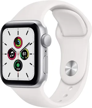 White Sport Band (Renewed) Apple Watch SE (GPS, 40mm) - overtake motif postulate position unbridgeable garbage Silver Aluminum Case with 