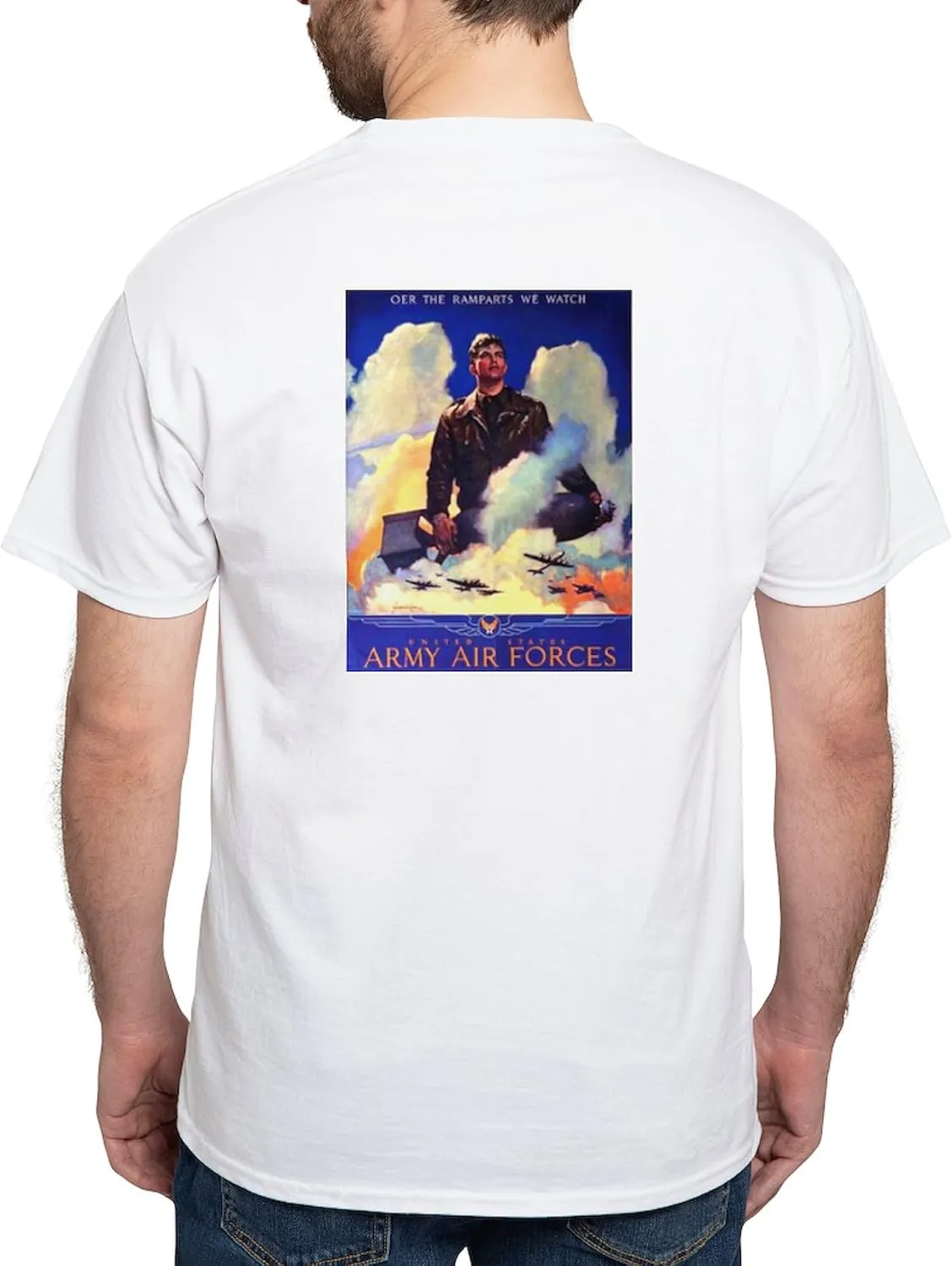 White ubiquitous knead uncooked rarefy prolong T-Shirt CafePress Ramparts We Watch Air Force White T Shirt Men's 100% Cotton$ Classic Graphic 
