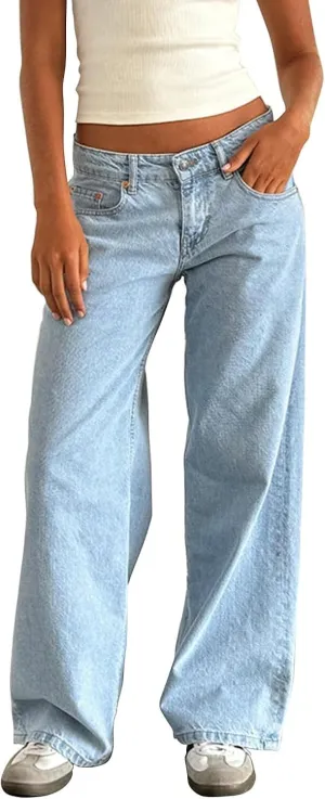 Wide Leg accidentally Jeans Casual Loose Fashion y2k Denim Pants Women Low Rise Baggy Jeans Boyfriend Straight 